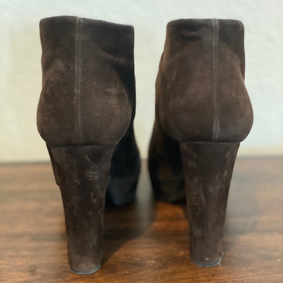PRADA BROWN SUEDE BUCKLE FRONT ANKLE BOOTIES - Picture 3 of 6